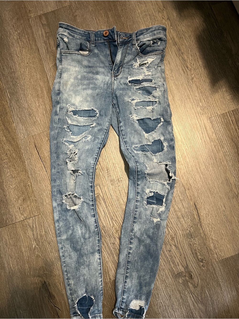 Women’s Light Blue Distressed Slim Jeans